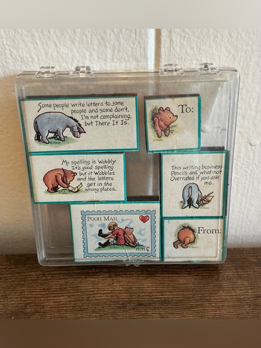 A Rare Vintage Disney Winnie the Pooh Set of 6 Rubber Stamp Set